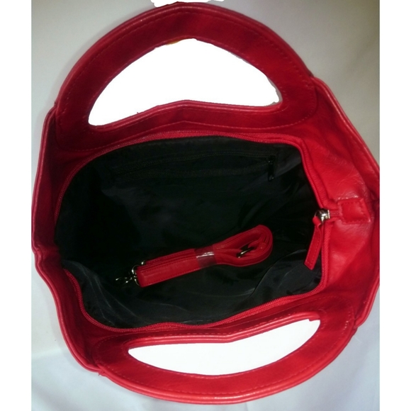 Women's red purse with attachable handle - Picture 4 of 4